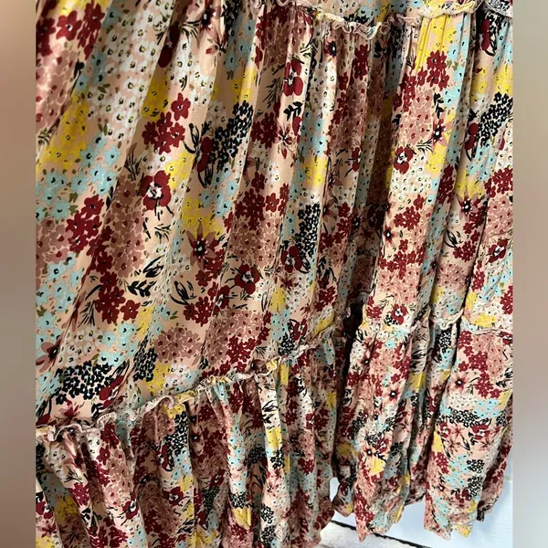 Abel the Label Floral boho Tiered Smocked Maxi dress size XS - Image 4