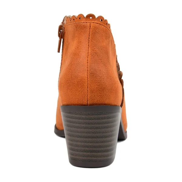 Journee Collection Womens Booties Size 8 Rust Orange Tessa Inside Zip Stacked Heel Almond - Image 3