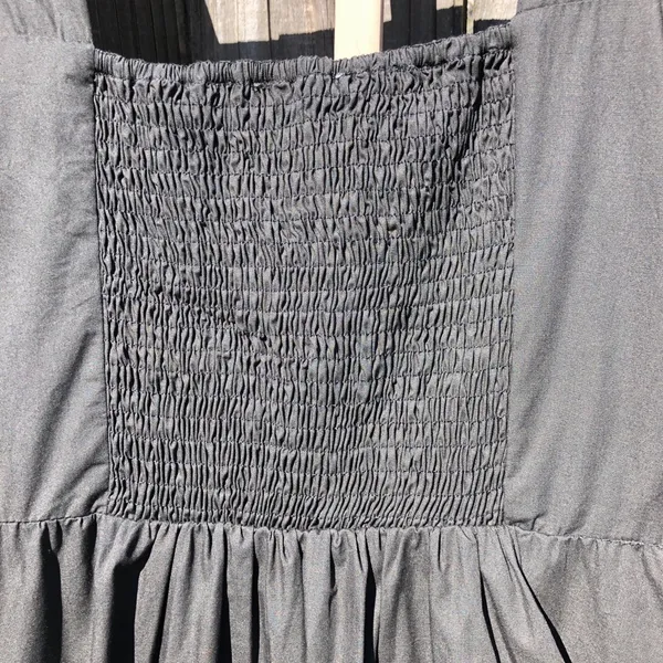 the Label Poplin Puff Sleeve Tiered Midi Dress Black - Size Small - Image 15
