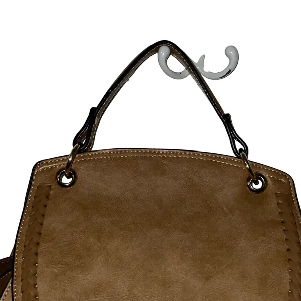 Womens Tan Faux Leather Satchel Handbag Shoulder Bag Crossbody Strap Top Handle‎ - Image 2