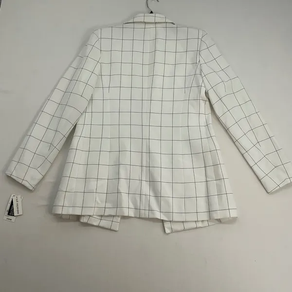Bar III Womens Windowpane Double Breasted Blazer White Black Grid Suit Jacket‎ M - Image 2