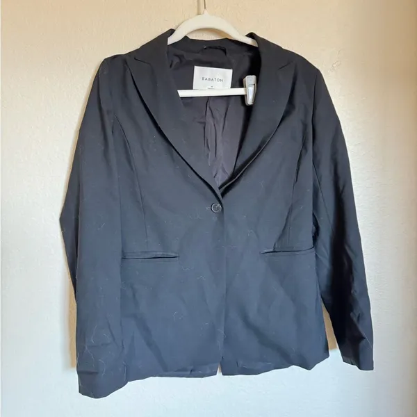 Aritzia Babaton‎ Wool Blazer Sz 4 Black Boxy Fit - Image 2