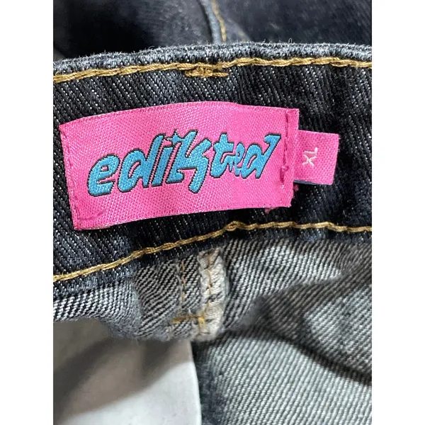 Edikted Women's Black Dark Wash High Rise Wide Leg Baggy Denim Jeans Size XL - Image 5