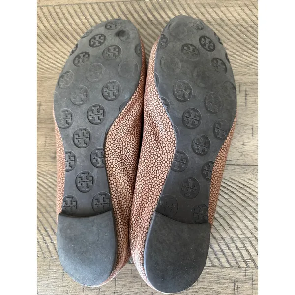 Tory Burch Reva Minnie Ballet Flats Taupe/Mushroom Pearlized Stingray Leather 9 - Image 6