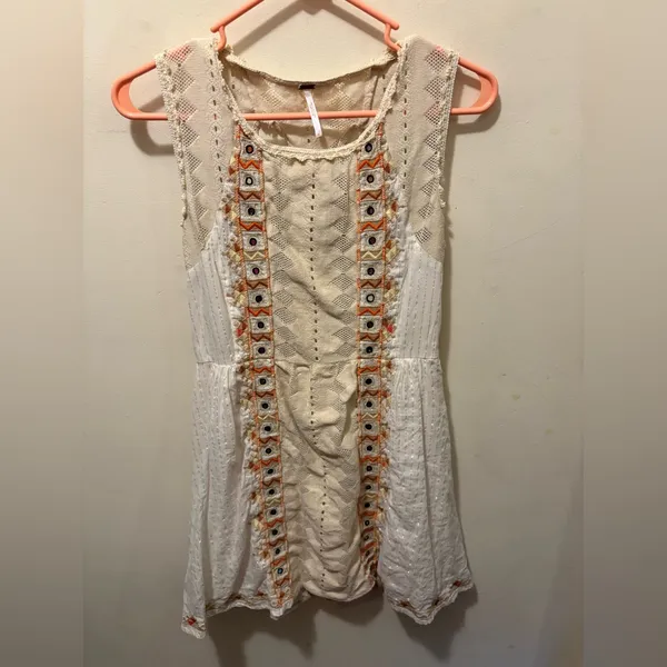 Free People Water Lily mirror mini dress crochet size‎ 2 lined - Image 3