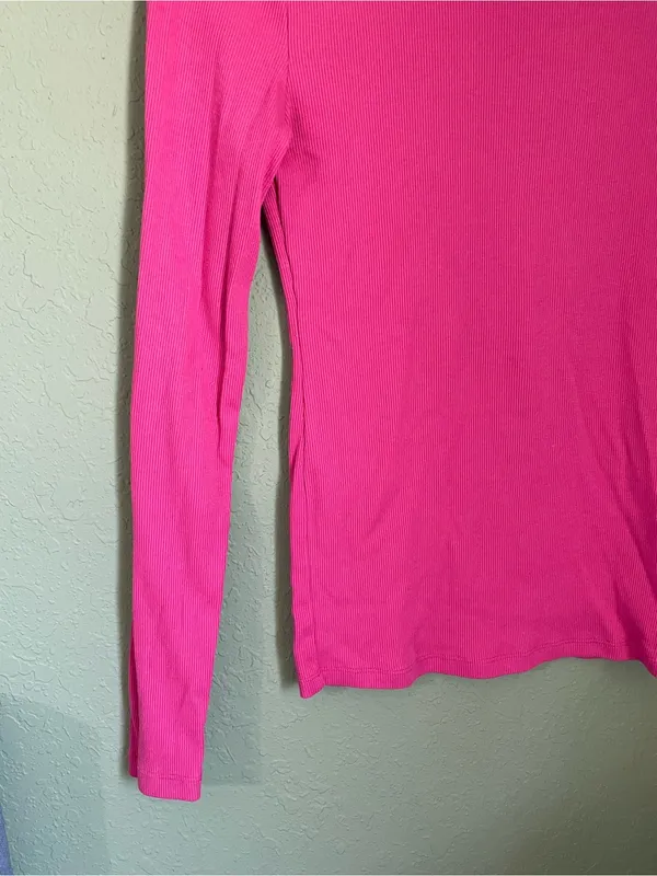 Gap Ribbed Long Sleeve Crewneck Long Sleeve Size XS Pink - Image 3