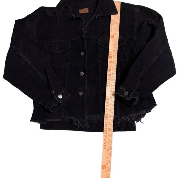 POL Women’s Corduroy Jacket Oversized Raw Edge Detail Size small black - Image 2