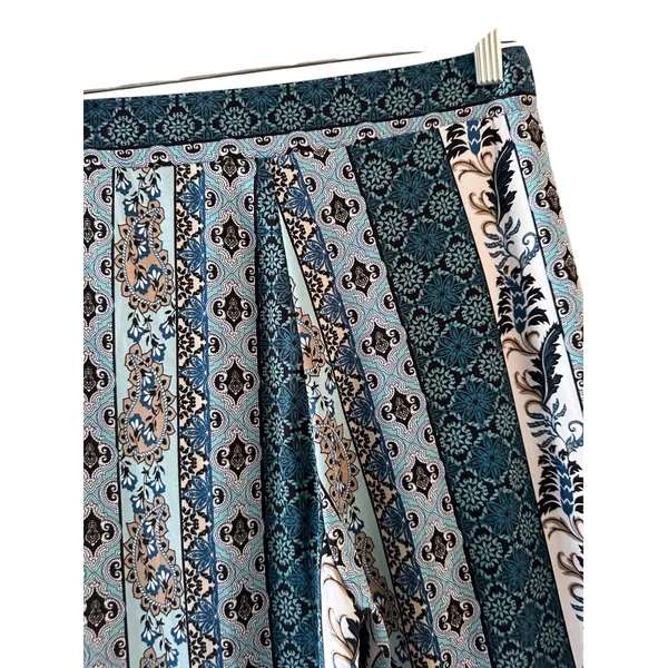 Iris Blue Multi Paisley Floral Bell Bottom Leggings Women Sz S - Image 5