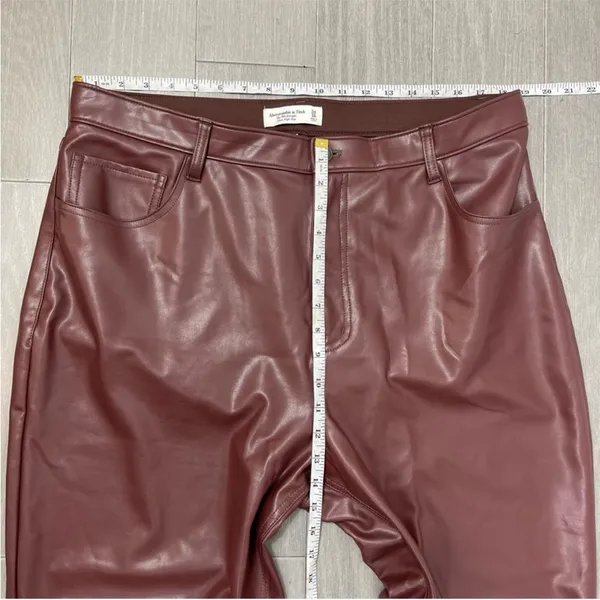 $99 Abercrombie & Fitch Brown Vegan Leather 90’s Straight Ultra High Rise Pants - Image 15
