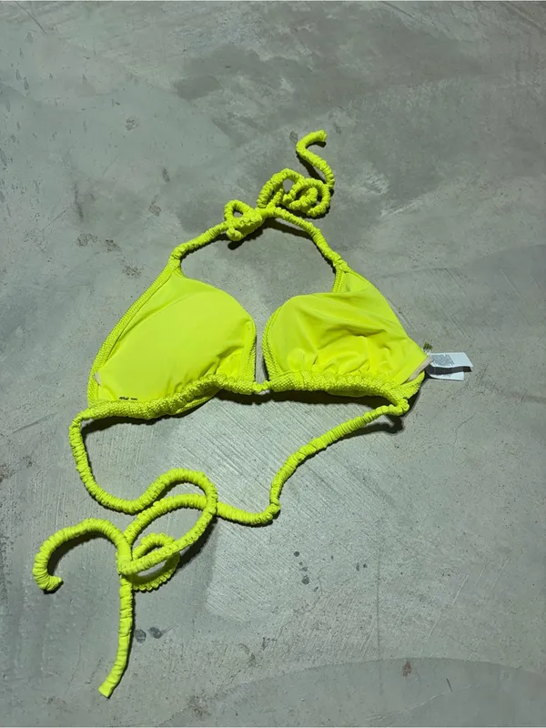 Aerie Neon Yellow Ruched Triangle Bikini Top XL - Image 5