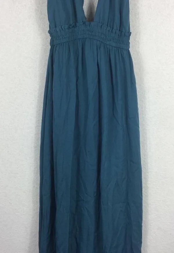 Lulus Unforgettable Night Maxi Dress XS Teal Blue Satin Halter Open Back Beach - Image 10