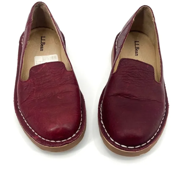 LL Bean Loafers Womens Shoes Sz 6 Burgundy Preppy Coastal Academia Chunky Norm - Image 3