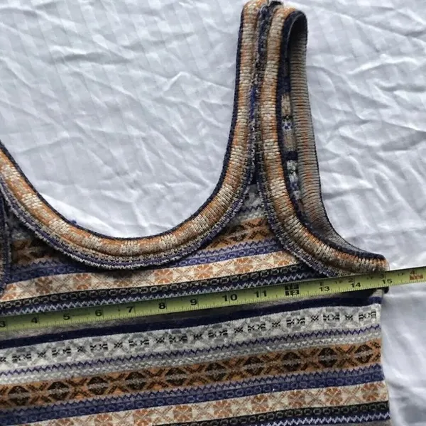 Free People Mini Sweater Dress Gray Fair Isle Nordic Tunic Wool Blend Sz Medium - Image 13