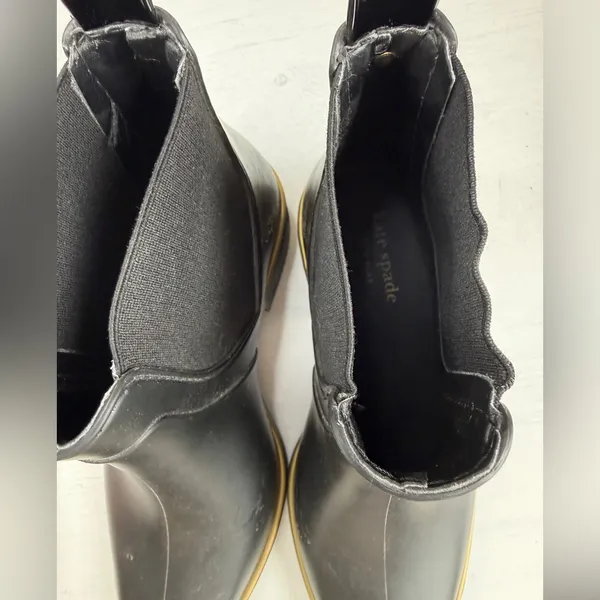 Kate Spade Solstice Ankle Rain Bootie Water Resistant Black Rubber Size 6 - Image 6