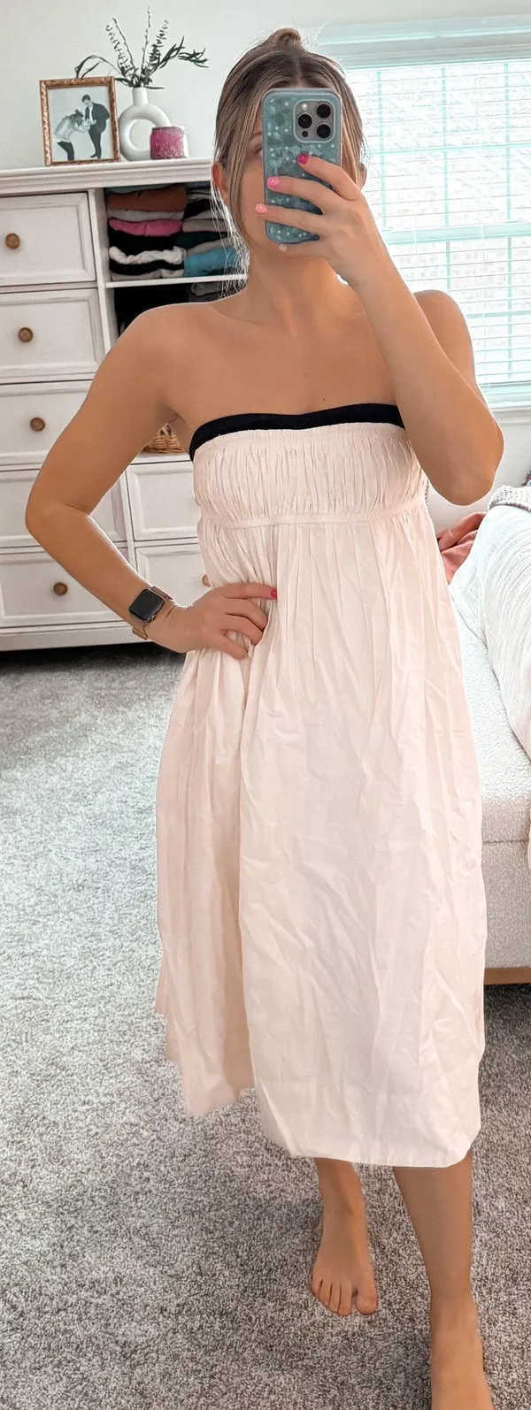 Maeve Cream Strapless Midi Dress With Low Back - Image 4