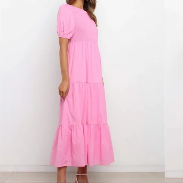 Petal & Pup Tiered Linen Maxi Dress Pink size 4 - Image 7