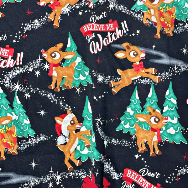 Rudolph the Red Nose Reindeer Don't Believe Me Just Watch Christmas Scrub Top M - Image 2