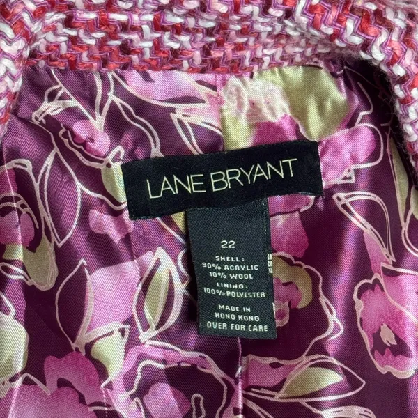 Lane Bryant Wool Blend Blazer Jacket Pink Fringe 22 - Image 7