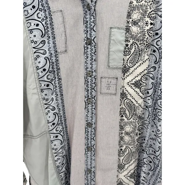 Free‎ People All Patched Up Chambray Buttondown Blue Shirt Women's Size Small - Image 6
