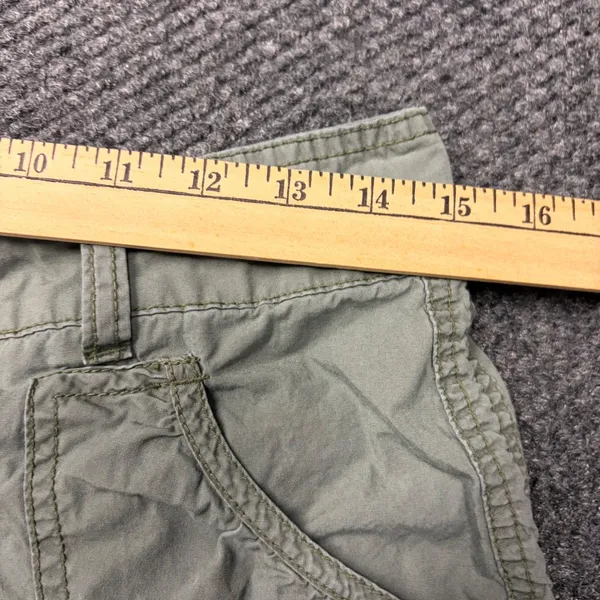 No Boundaries Y2K Sage Green Cargo Micro Mini Skirt sz 9 Low Rise Utility Cotton - Image 4