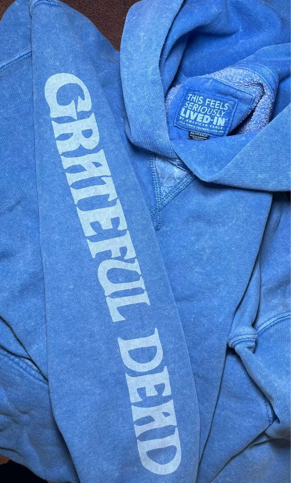 Grateful Dead American Eagle "Seriously Lived-In" Hoodie Washed Blue Women’s XS - Image 11