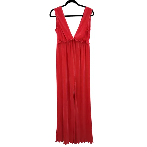 The Frolic Nuuly Maternity Pleated Plisse Jumpsuit Ruffle Small‎ Anthropologie - Image 2