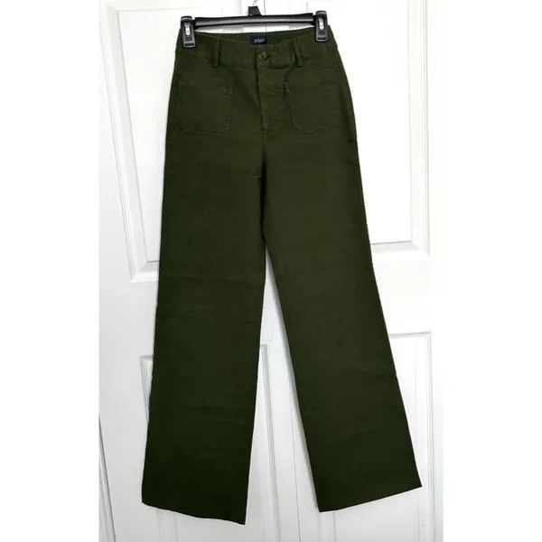 J.Crew $118 Lizzie High Rise Patch Pocket Wide Leg Pant Pine Green Size 24T - Image 6