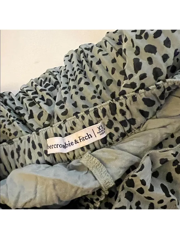 Abercrombie & Fitch Leopard Print Flowy Pleated Midi Maxi Skirt Green Black XS - Image 6