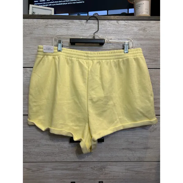 Victoria's Secret PINK Ivy Fleece Rolled Hem Shorts Yellow XL NWT - Image 5
