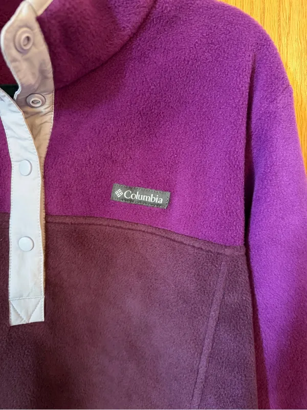 Columbia Two-Tone Purple Crew Snap Fleece Pullover - Image 2