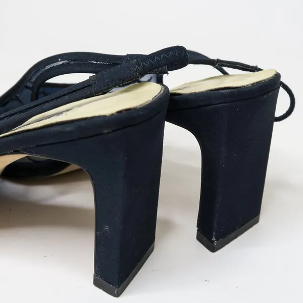 Vintage 90s Ann Marino Navy Floral Mesh Heels - Image 9