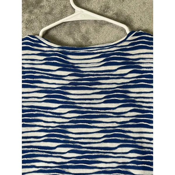 Maeve XS Blue White Zebra Stripe Puff Sleeve Top Coastal Preppy Feminine Dainty - Image 4
