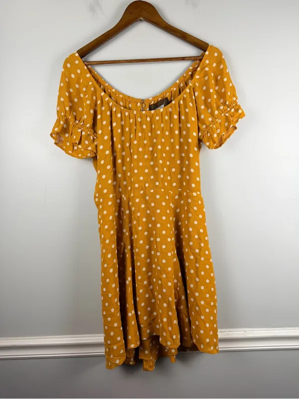 Reformation yellow white polka dot Arlene dress size 10 - Image 2