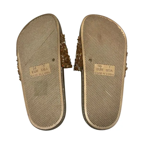 Prima Sandals Size 7 Gold Glitter Rhinestone Slide Slippers - Image 7