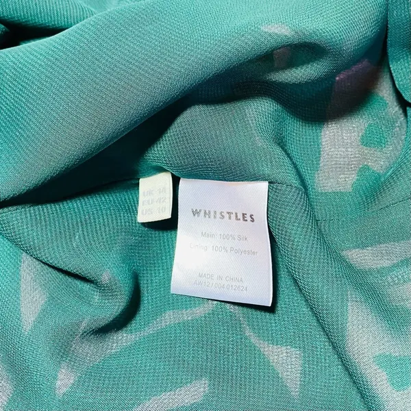 Whistle 100% Silk Green and Pink Sleeveless Shift Mini Dress Sz-10 - Image 8