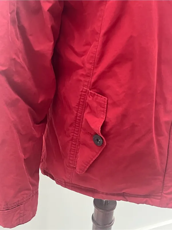 Woolrich Womens Red Quilted Plaid Lined Corduroy Trim Field Utility Jacket Small - Image 4