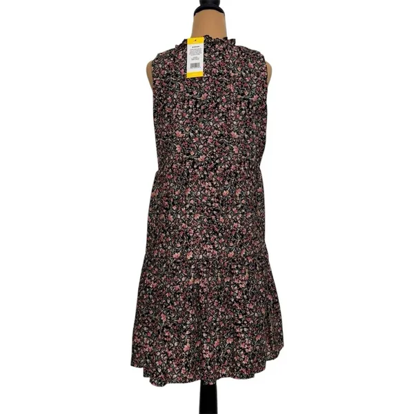 BB Dakota Steve Madden Floral Tiered Short Mini Dress Black Pink BL28140W Medium - Image 4
