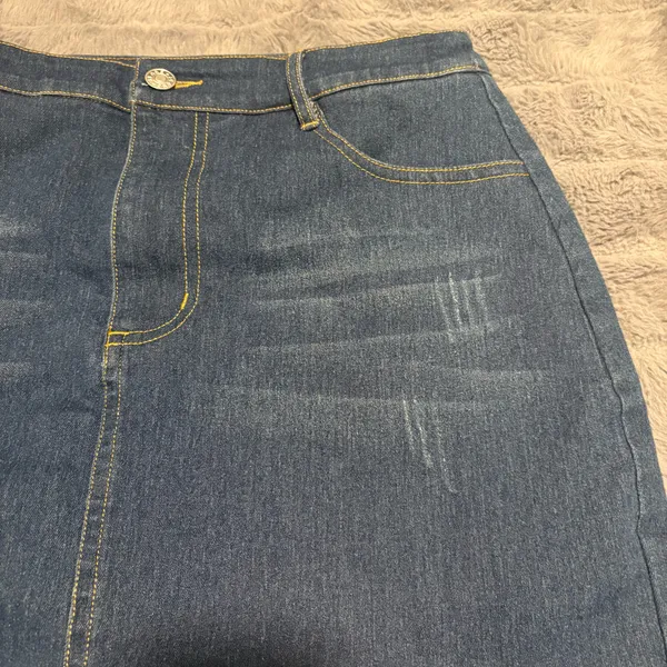 After Market Denim Skort Mini Skirt Blue Frayed Hem Size S - Image 5