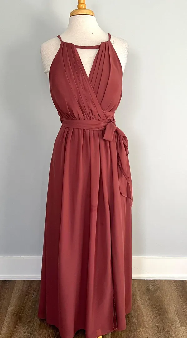 Revelry Rosewood Pink Mauve Eliza Chiffon Bridesmaids Formal Prom Dress - Image 4