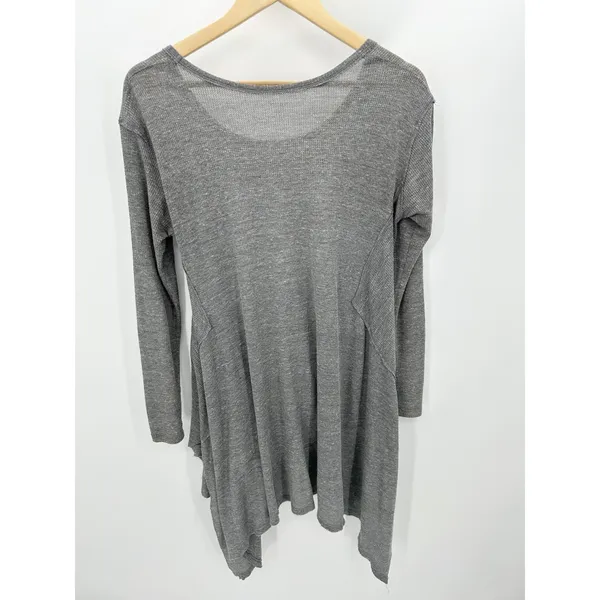 Free People Womens Gray‎ Thermal Shirt Size S Asymmetrical Tunic Oversized Boho - Image 2
