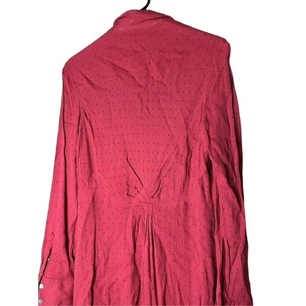 Free People Red Polka Dot Button‎ Dow Shirt Dress Size L - Image 8