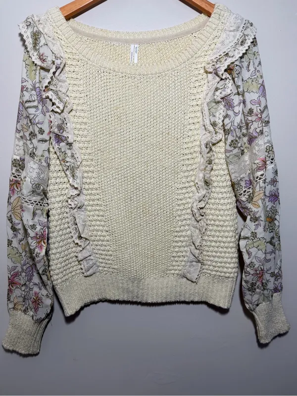 Anthropologie Printed Sleeve Sweater - Image 3