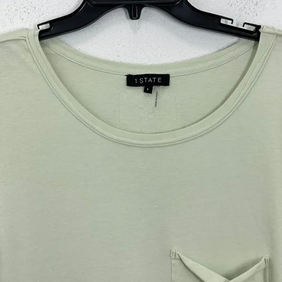 1.State Pastel Mint Green Cotton Long Sleeve Top with Pocket Round Neck Casual‎ - Image 2