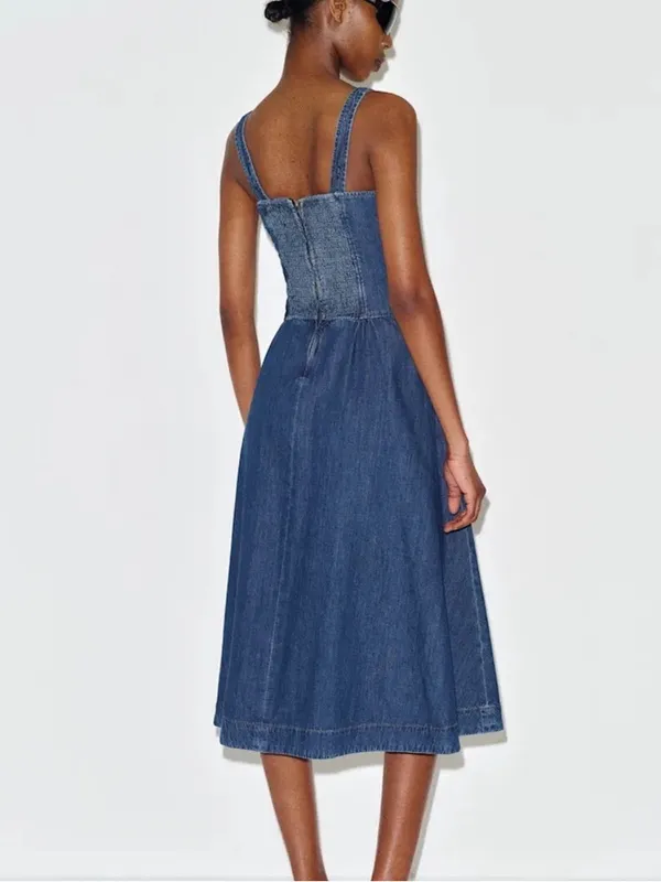 Reformation Janu Denim Midi Dress 10 - Image 6