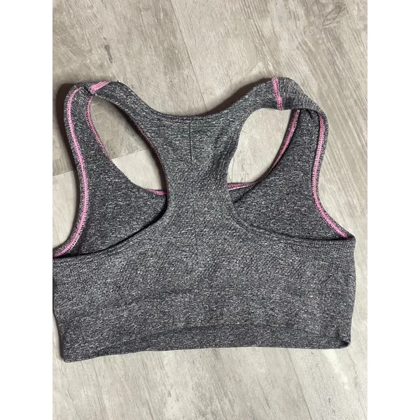 Champion Sports Bra Racer Back Women's Sz‎ M Athletic Gray Pink Pullover Stretch - Image 3