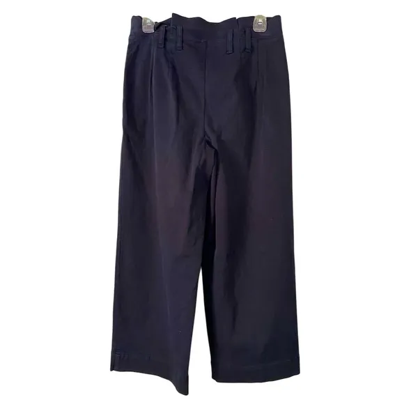 Cremieux Wide-Leg Navy Cropped Pants Paper bag waist Size 4 Casual - Image 3