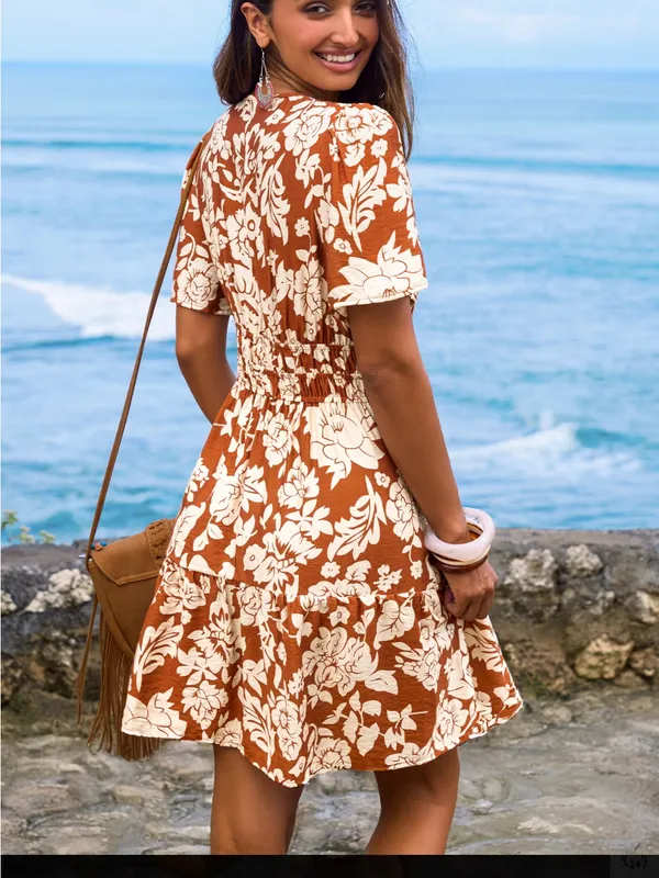 Cupshe • Mini Dress • Always & Forever • Floral Print • Orange • Small - Image 3