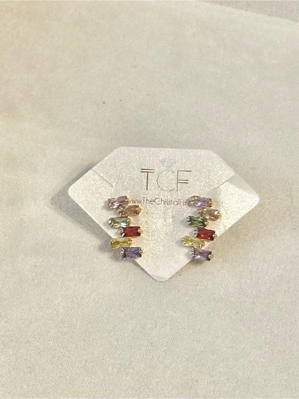 Anthropologie Colorful Baguette Gold Filled Earring - Image 2