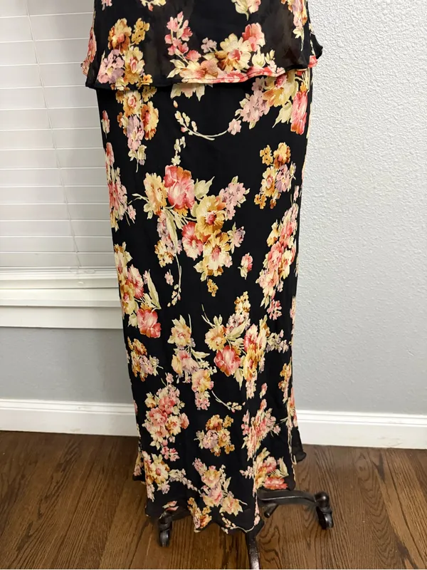 Spenser Jeremy Silk V-Neck Floral Maxi Dress Size 10 - Image 3