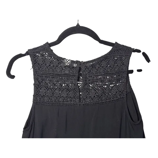 Old Navy Womens Tank Top XS Black Lace Yoke Sleeveless Boho Romantic Blouse - Image 4